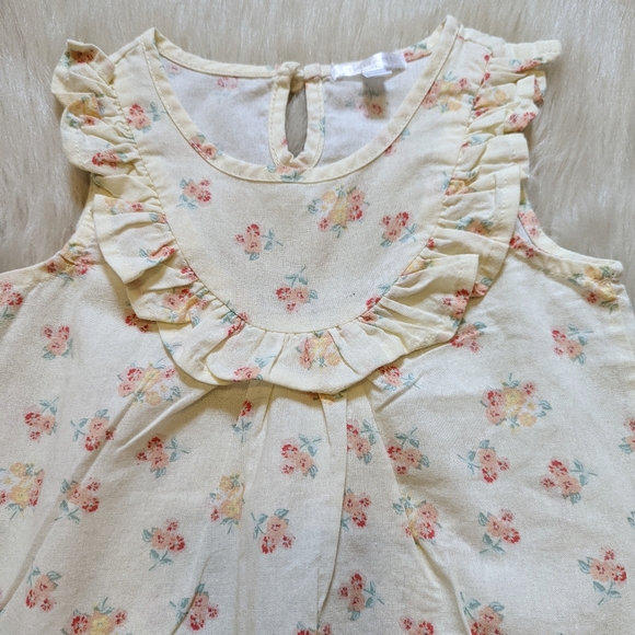Tahari Girl pale yellow cotton floral tunic top size 4T - Picture 3 of 7